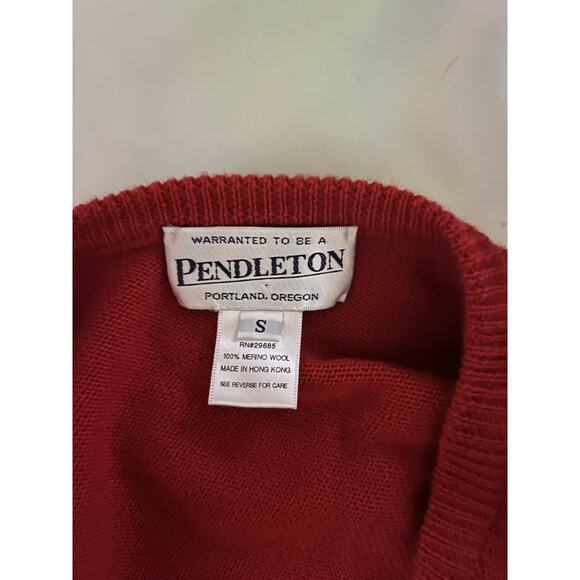 Pendleton Women Red Cardigan Sweater 100% Merino Wool Size S. Cozy holiday - Picture 5 of 7